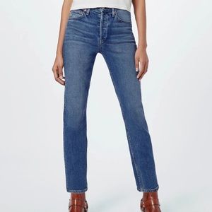 Re/Done 90’s High Rise Ankle Crop Medium Wash Denim Button Fly Jeans Sz 29